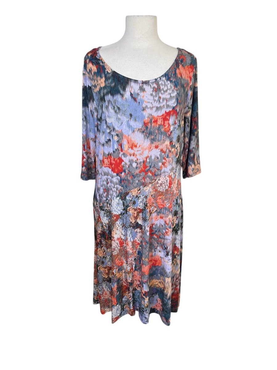 Soft Surroundings Women Nanette Stretch Jersey Knit Midi Dress Size 1X  Coastal | eBay