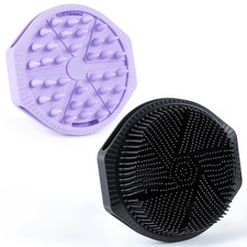 MtBoi 2 Pack Silicone Exfoliating Body Scrubber, Soft Black purple