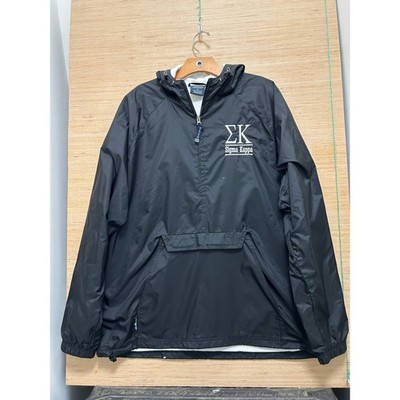 Charles River Sigma Kappa Sorority Anorak Windbreaker Jacket Black Mens Large