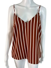A New Day Women's Camisole Cami Tank Striped Sleeveless Rust White Flowy Size S