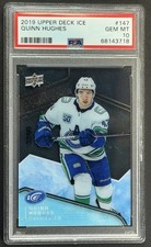 2019-20 UD Ice #147 Quinn Hughes Premieres /99 Rookie PSA 10 (Pop 4)