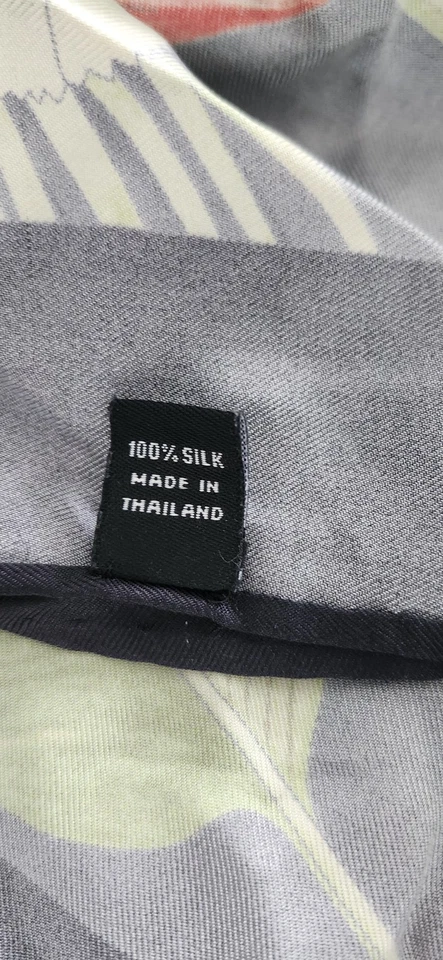 Шарф Jim Thompson 100% шелк винтажный эксклюзивный тропический принт 34x34 сделано в Таиланде - Изображение 3 из 3