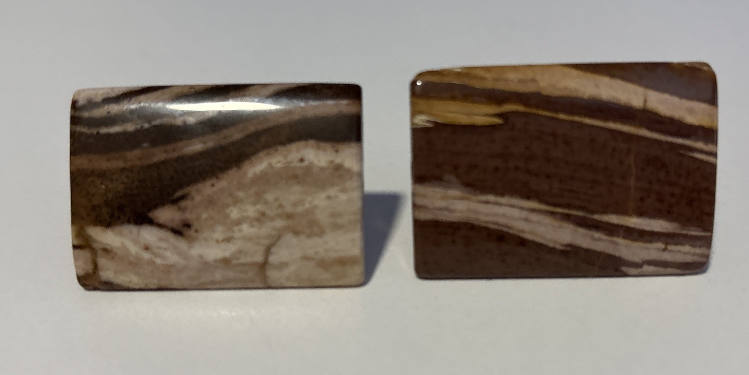 Jasper Stone Large Rectangular Clip Earrings Brow… - image 2