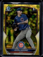 2023 Bowman Draft Sapphire Jaxon Wiggins Chrome Yellow Refractor 1st #/75 Cubs