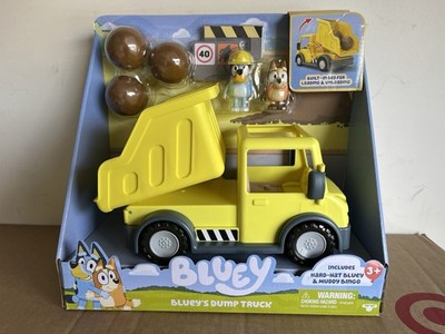 Bluey Yellow Dump Truck Moose Toys Exclusive Hard-Hat Bluey & Muddy Bingo Figure