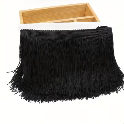 1 Meter x 15 cm/6'' lang schwarz Fransen Quastenborte Fransenborte Kleid Tanzkleidung