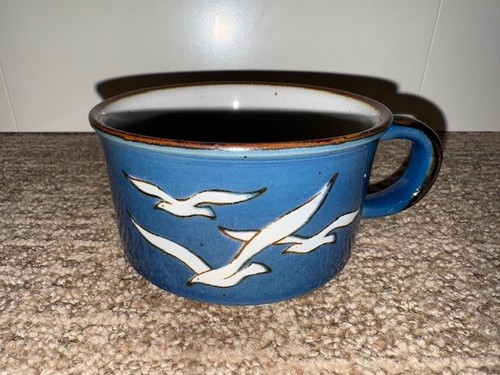 Vintage Otagiri Blau Suppentasse Möwen Japan
