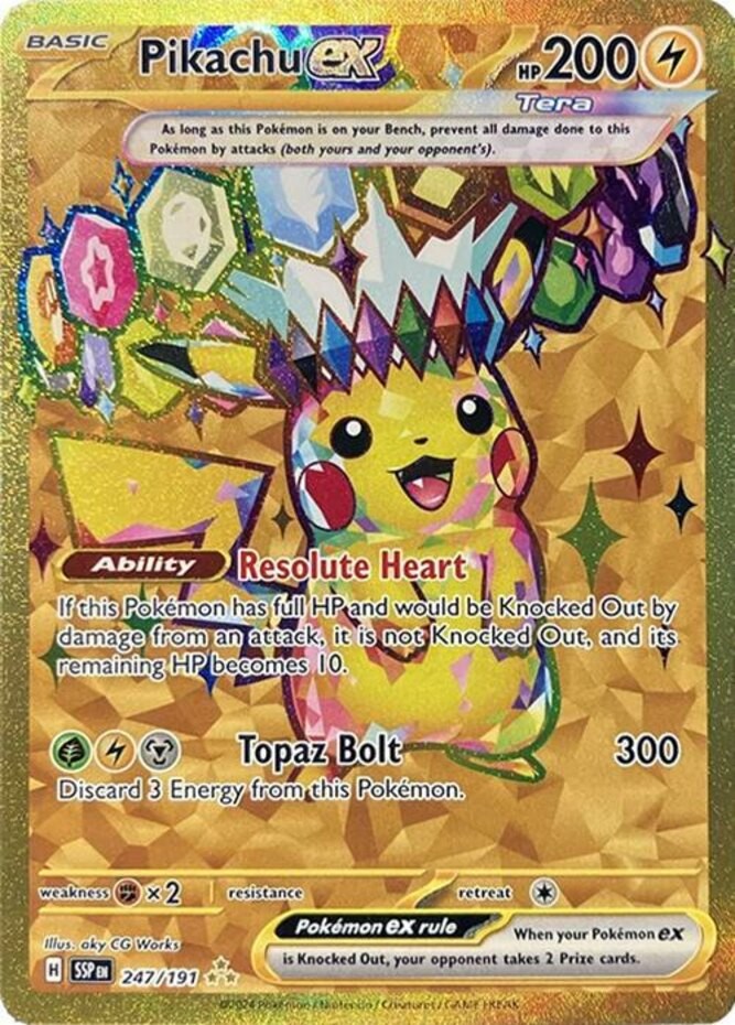 Lightly Played Pikachu ex - 247/191 - Hyper Rare Pokemon Surging Sparks