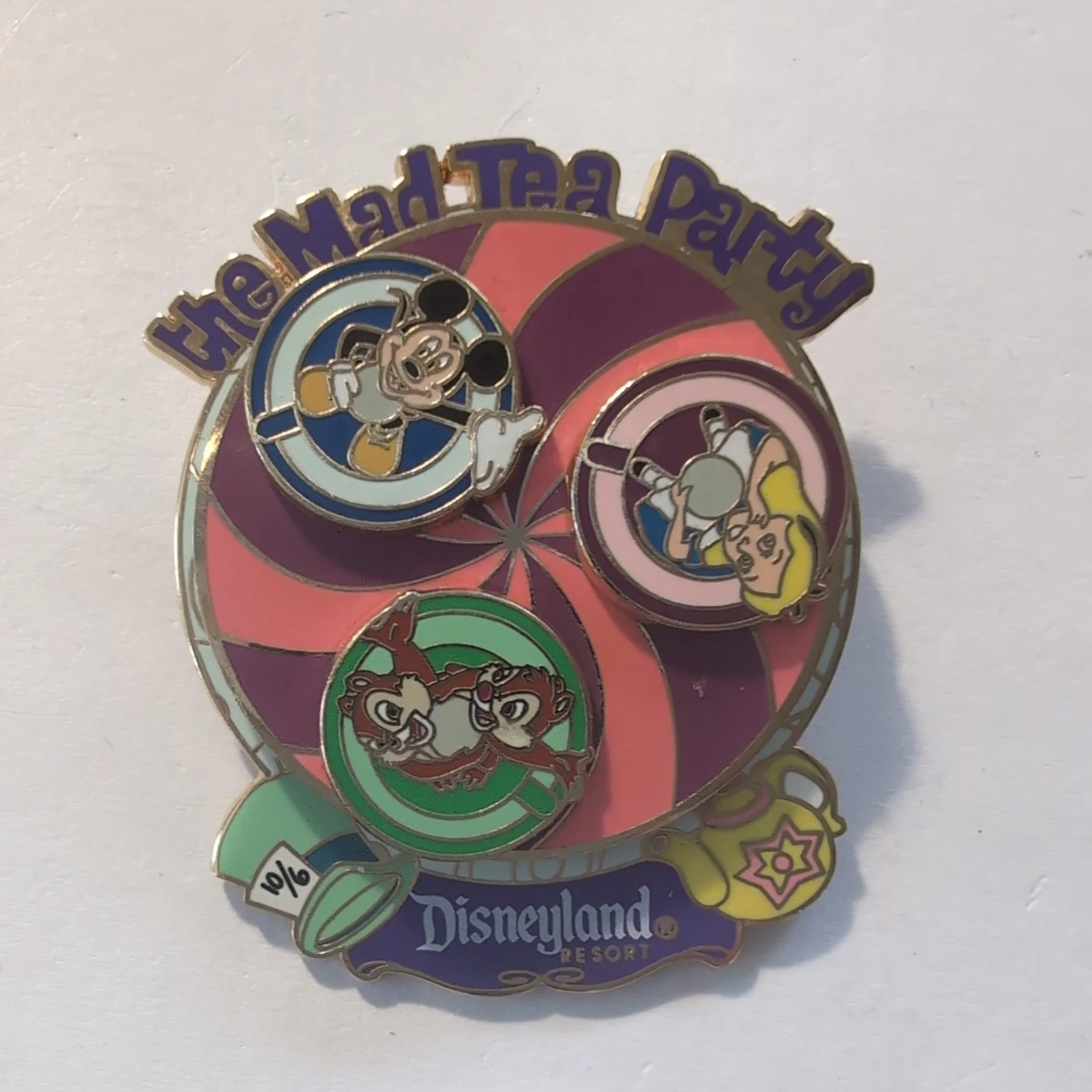 DLR Disney Pin Mickey and Friends Mad Tea Party Ride Spinner 43413