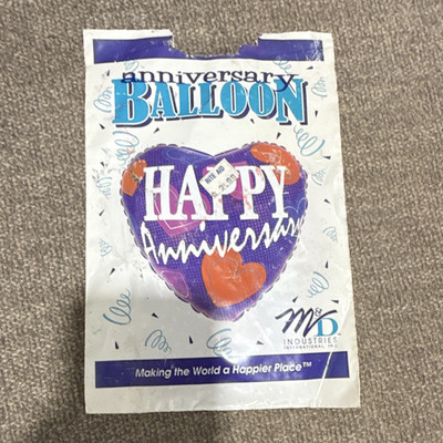 M&D Industries Happy Anniversary Self-Sealing Purple Heart Foil Balloon, vintage
