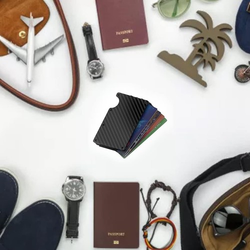 Portafoglio Uomo Blocco RFID Slim Fermasoldi Fibra di Carbonio Porta Carte di Credito ID - Foto 7 di 11