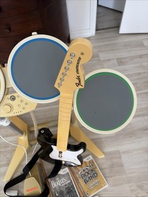 Nintendo Wii Rock Band Bundle ! Drums, Guitar, Pedal, Games! Dongle Free Ship!