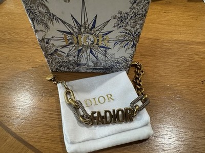 Authentic Christian Dior J'Adior Bracelet Aged Gold Tone Crystal