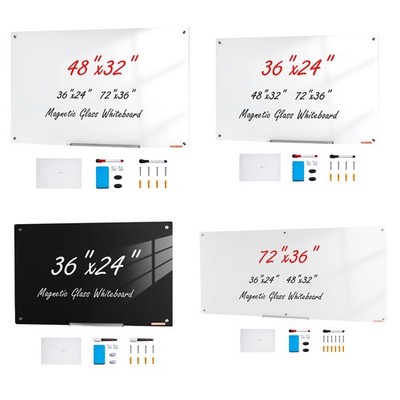 VEVOR Magnetic Glass Whiteboard Dry-Erase Board 36x24/72x36/48x32'' Wall Mounted