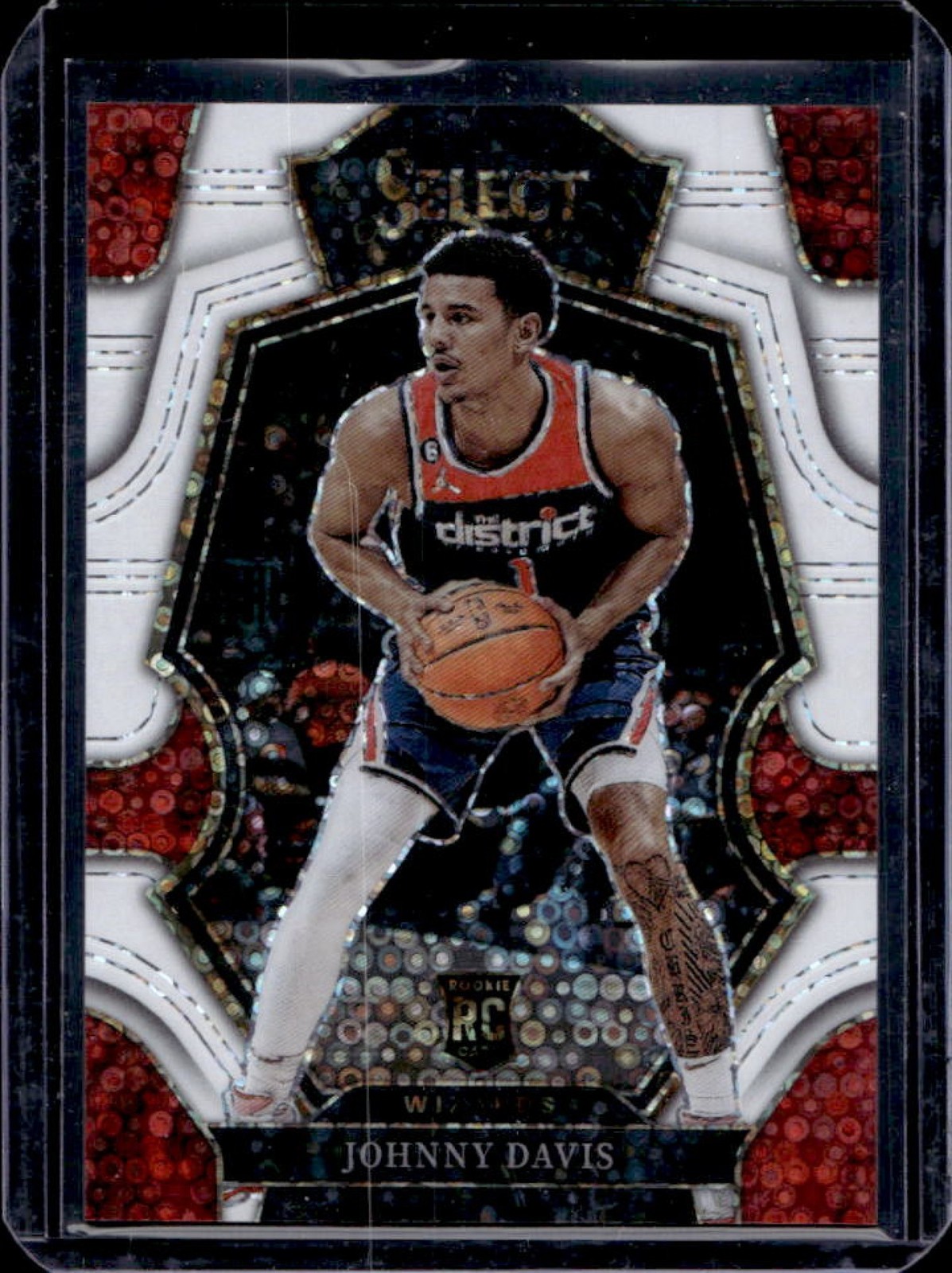 2022-23 Select Johnny Davis RC White Disco Prizms Premier Level #54/75 Wizards
