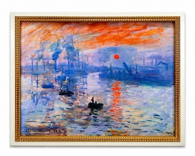 Claude Monet Impression Sunrise Framed Canvas Print Sunset Gold Frame Home Decor