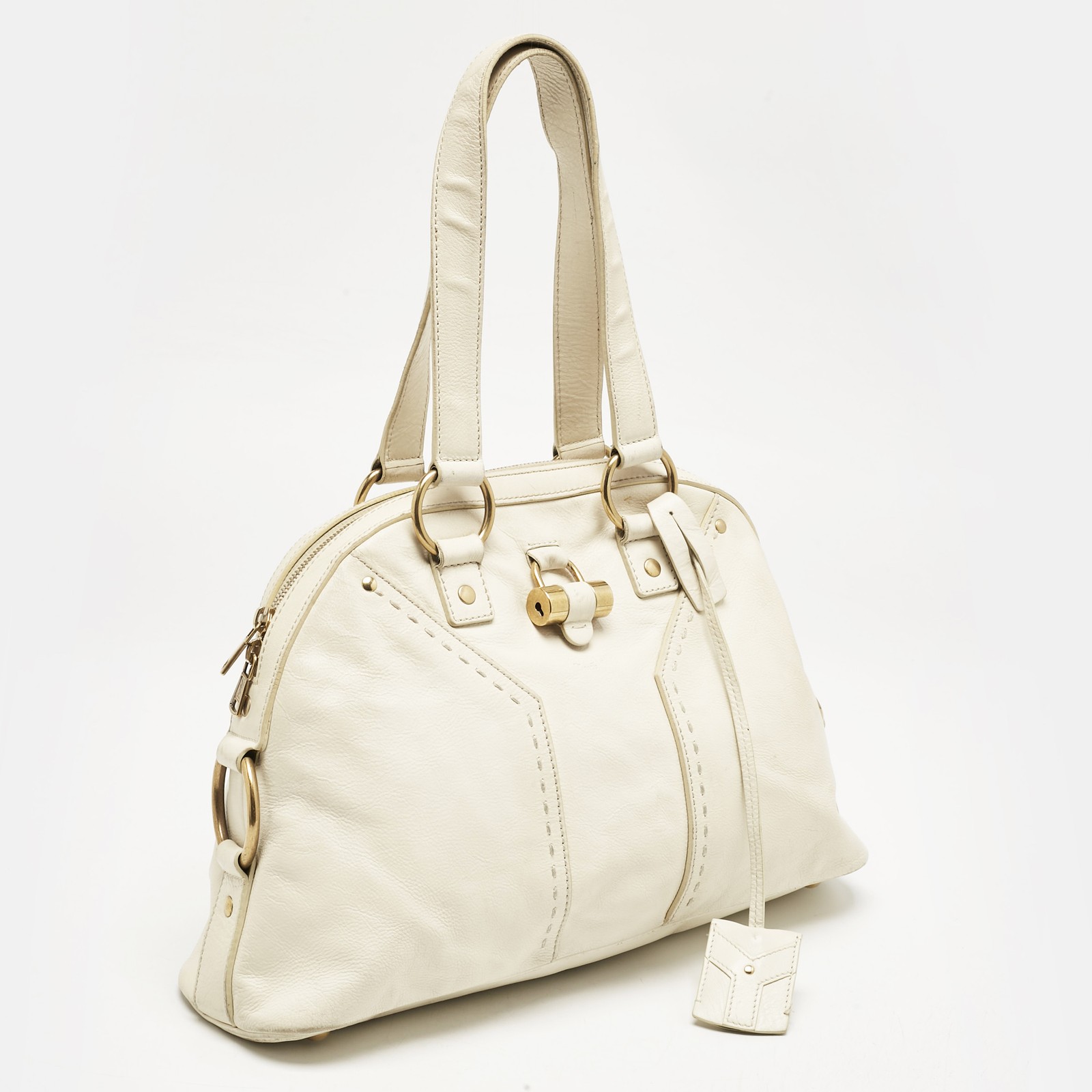 Borsa a tracolla Yves Saint Laurent Off White in pelle musa