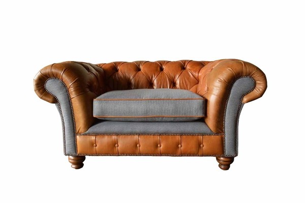 Chesterfield Sessel Design Polster Sofa Couch Sofas 1 Sitzer Textil Neu-image