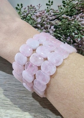 Rosenquarz Kristall Armband 13 mm elastisch Heil Edelstein Reiki Schmuck