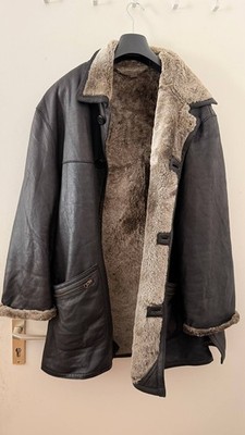 Pell Xavier Shearling Leather Jacket Brown Size 50 Vintage