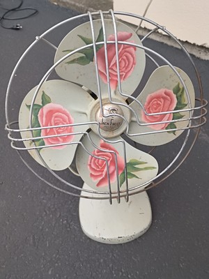 Vintage '' Limited Edition Floral'' Knapp Monarch JACK FROST Fan Electric *WORKS*