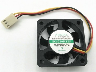 1PC EVERCOOL 4010 EC4010M12S DC12V 0.07A 4CM 40*10MM Silent 3-Wire Cooling Fan  