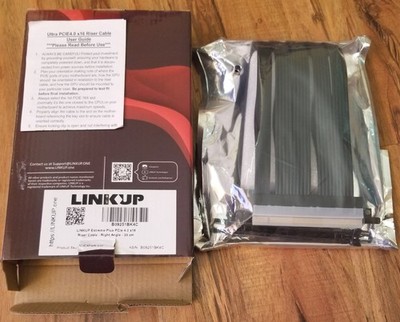 LINKUP Ultra PCI Express 4.0 x16 Riser Cable 90 Degree Right Angle 30 cm Black
