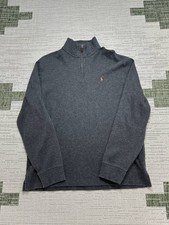 Polo Ralph Lauren Sweater Mens Large Gray Cotton Knit Golf Quarter Zip 