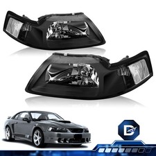 For 1999-2004 Ford Mustang Factory Style Black Housing Headlights Lamps Lhrh