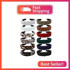 VELSCRUN 12 Pack Flower Headbands Non Slip Wide Girls Cute Boho Knotted Head Ban