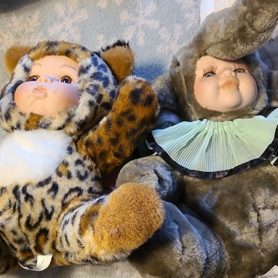 Medium Leopard & Elephant Stuffed Animals Brown Gray  Plush Toys 14-24in