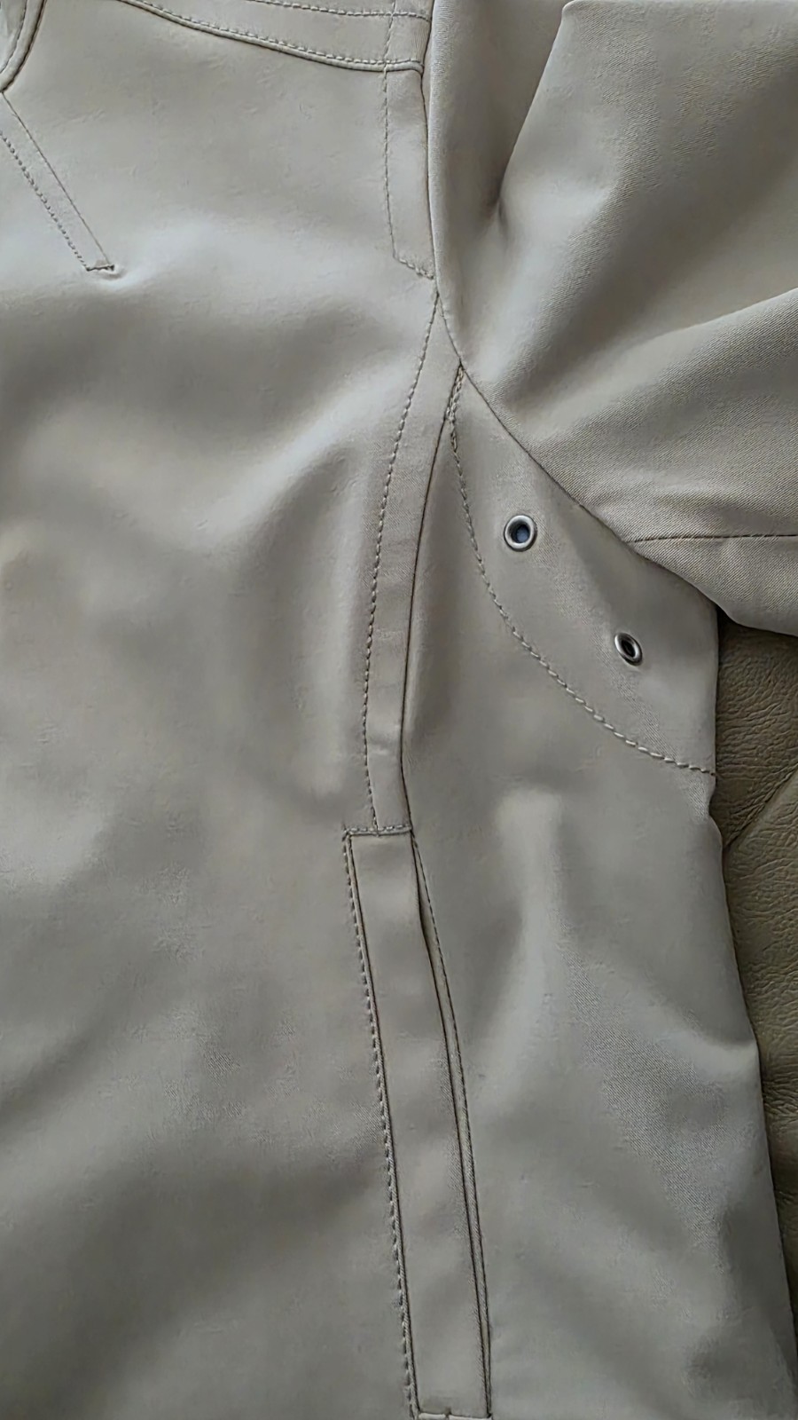 Tommy Hilfiger Moto Biker Bomber Jacket Beige Twill Sateen Lined Size 8 GUC thumbnail 5