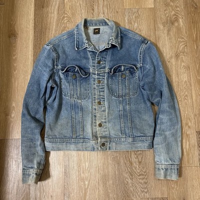 Vintage 1970s Lee 101-J Rider Denim Jacket Classic Faded Blue Union Made 23x25