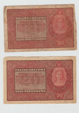 1919 POLAND POLSKA KRAJOWA KASA POZYCZKOWA 20 MAREK POLSKICH lot of 2