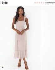 Show Me Your Mumu Claire Midi Dress Brown Beige Taupe Chiffon Wedding Sz. XS