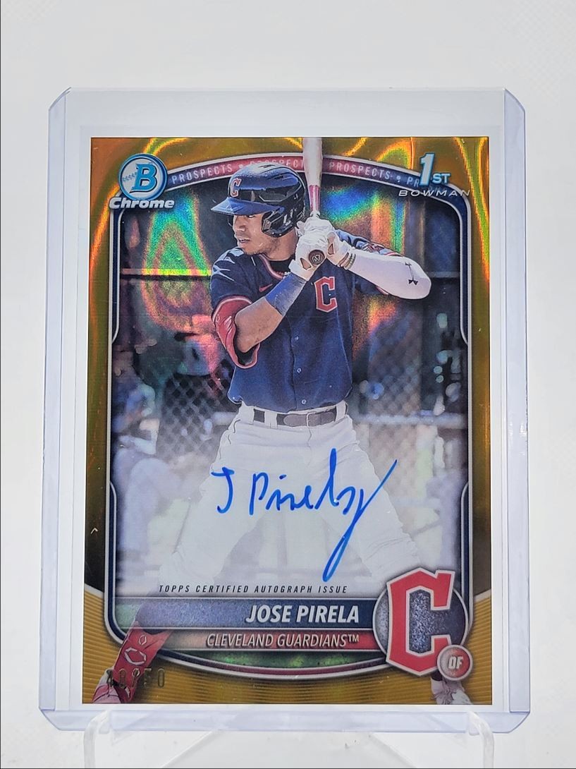 JOSE PIRELA 2025 BOWMAN CHROME 1ST GOLD LAVA REFRACTOR AUTO /50 Q3967