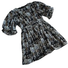 Lulu’s Pleasing to the Eye Black Floral Print Skater Mini Dress-M-Dark Romantic