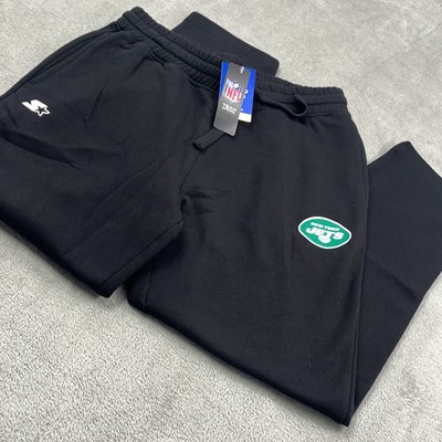 NEW NY Jets L Men's Starter NFL Black Relaxed Fit Fleece Sweatpants Pockets RARE