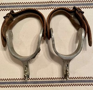 Vintage Ricardo Aluminum Cowboy Spurs Mid-Century Western Riding Tack Leather 