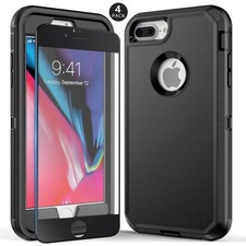 Black For Apple iPhone 6 6s 7 8 Plus Hard Case Shockproof Cover Screen Protector
