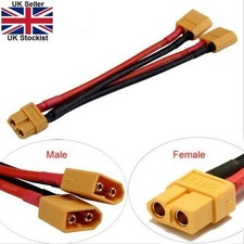 10cm XT60 Female To Dual Male Y Splitter Plug LIPO Battery Extension 14AWG Cable