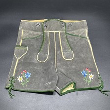 Authentic Vintage German Lederhosen Floral Embroidered Suede Shorts Oktoberfest