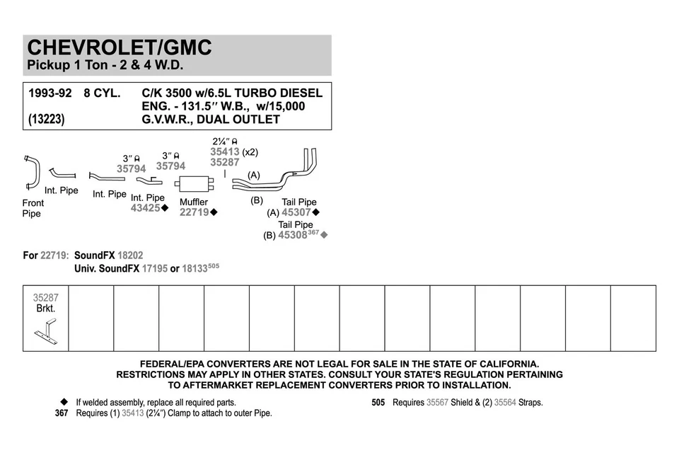 For Chevy C2500 88-95 SoundFX Steel Oval Direct-Fit Aluminized Exhaust Muffler Foto 3 de 4