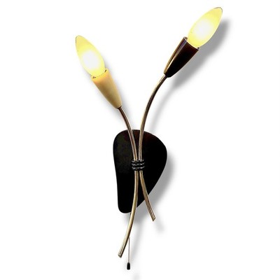 Vintage 1950s Atomic Sputnik white & black  brass Wandlampe Tütenlampe RESTORED