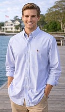 Ralph Lauren Yarmouth Mens 18 34/35 Purple Striped Cotton Button Down Shirt