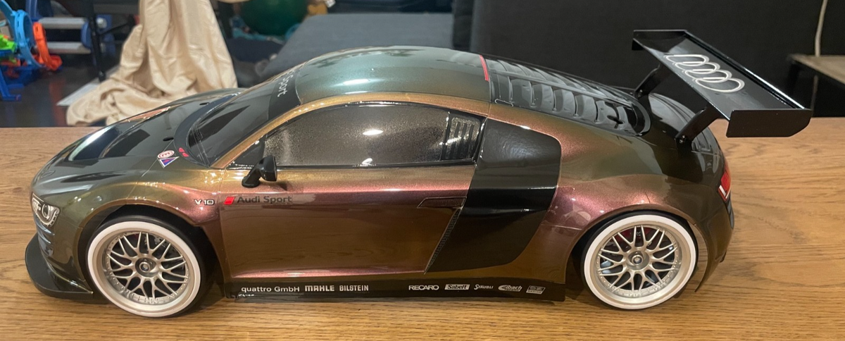 タミヤ Audi R8Rボディ NEW PAINTED IRIDESCENT TAMIYA AUDI R8 1/10 RC CAR BODY 257MM