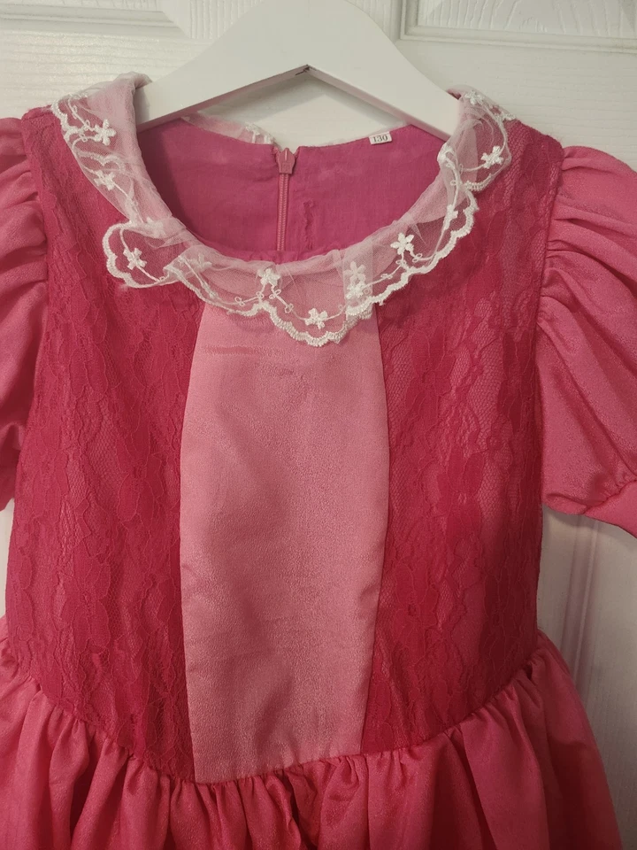 Princess Peach Halloween Costume Dress Size 130 Medium 7/8 Pink Super Mario Bros - Image 3 of 4
