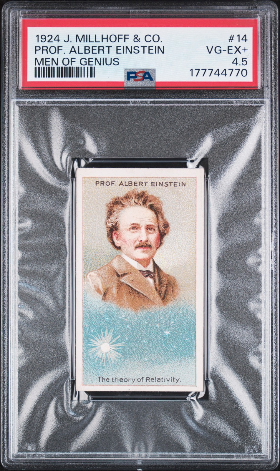 1924 J. MILLHOFF & CO. MEN OF GENIUS #14 PROF. ALBERT EINSTEIN PSA 4.5