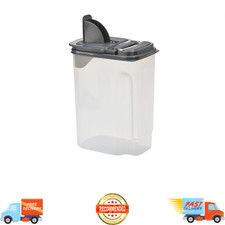 3.5 QT Plastic Food Dispenser, Clear with Gray Lid, 7.5" L x 3.75" W x 9.25" H
