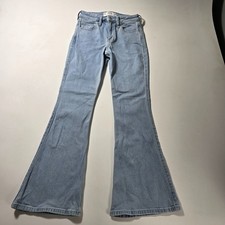 Hollister High-Rise Flare Jeans Women 2R W26 Blue Denim Light Wash Stretch Retro